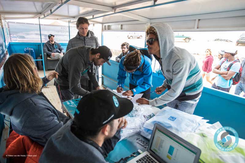 Riders signing registration GKA Cape Verde kitesurfing event