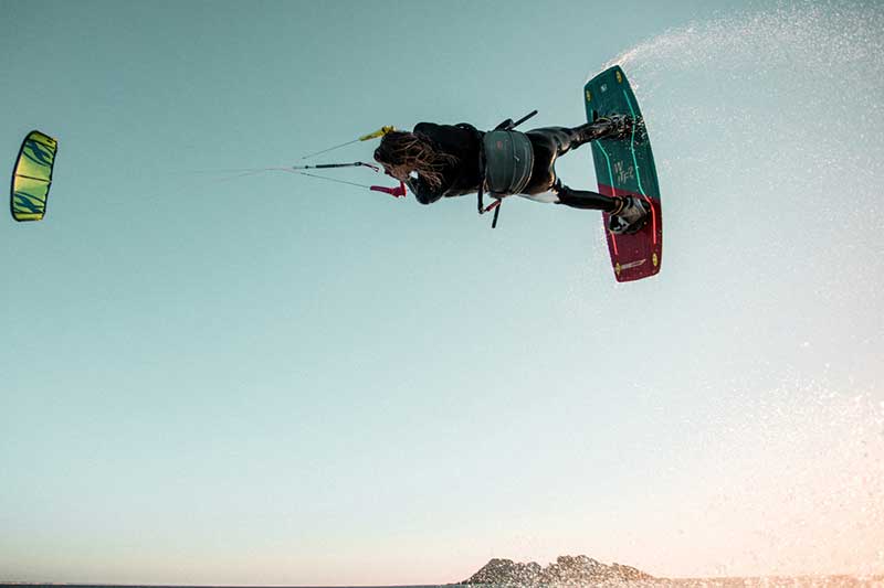 Liam Whaley kiteboarding action
