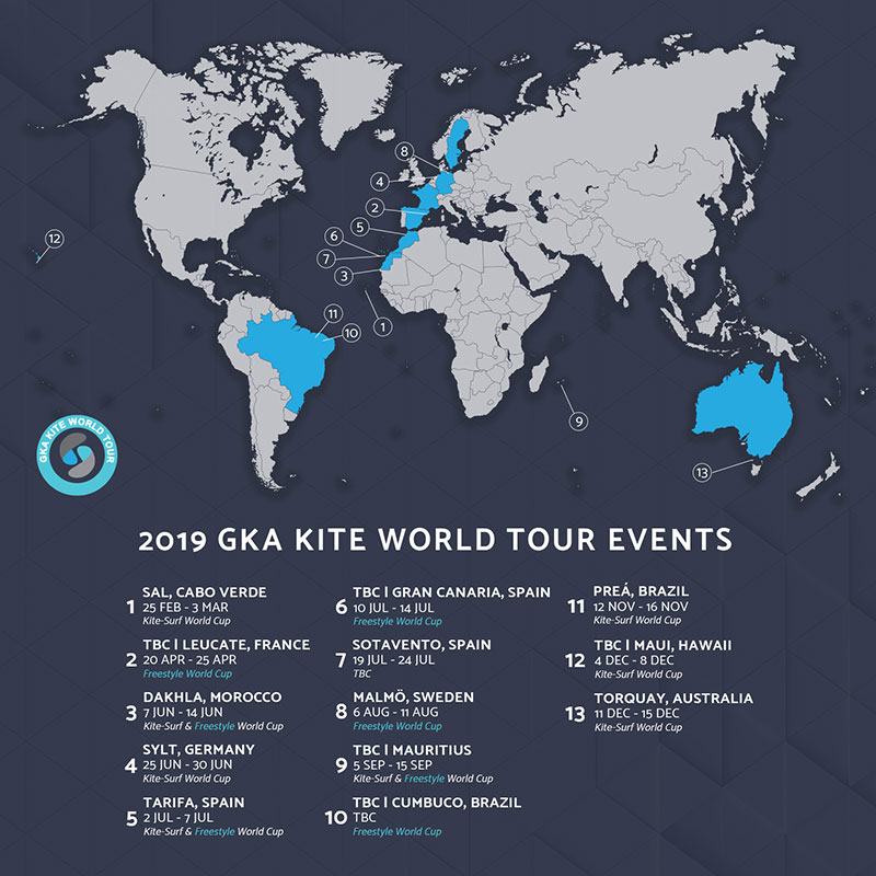 Complete 2019 GKA Kite World Tour Event Calendar