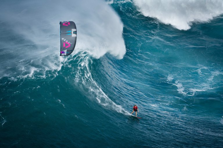 Image for Kitesurfing one of the biggest waves in the world